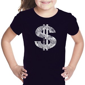 LA Pop Art Girl's Word Art T-shirt - Dollar Sign - 1 of 4