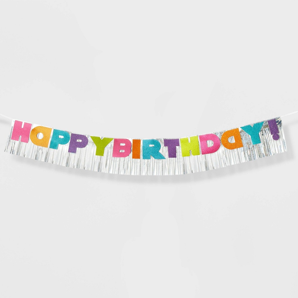 "Happy Birthday" Banner with Glitter - Spritz™ 6 pack of case 