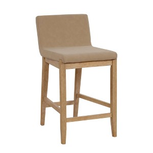 Nathan James Gracie Counter Height Barstool Light Brown Wood/Light Brown Faux Leather: Rubberwood Frame, 300 lbs Capacity - 1 of 4