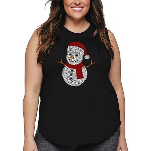 LA Pop Art Christmas Snowman - Women's Word Art Tank Top - 1 of 4