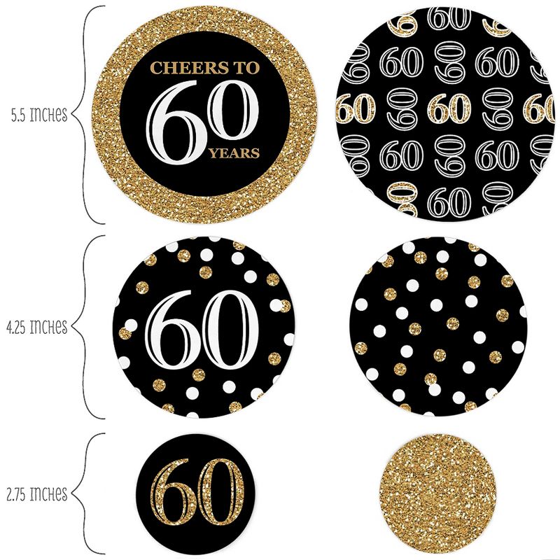 Big Dot of Happiness Adult 60th Birthday - Gold - Birthday Party Giant Circle Confetti - Party Decorations - Large Confetti 27 Count Product Name, 2 of 8