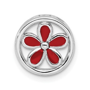 Black Bow Jewelry Sterling Silver Enameled Stackable Small Red Flower Slide, 12mm - 1 of 4