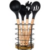 Enlea Modern Farmhouse Utensil Holder for Kitchen Counter Wooden and Wire Cooking Utensil Holder for Countertop Kitchen Decor - 3 of 3