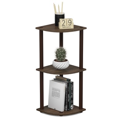 Walnut Brown 3-Tier Corner Ladder Bookcase