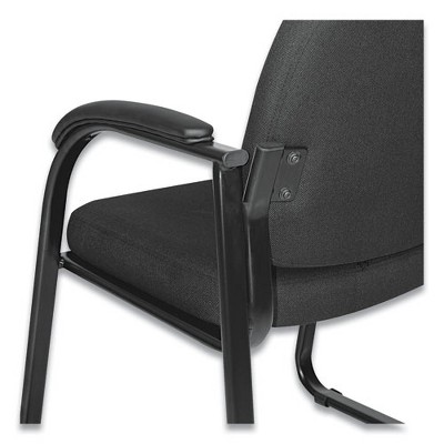 Sleek Black Fabric Half-Back Guest Chair with Metal Sled Base