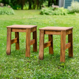 Guidecraft Acadia Outdoor Stools - Set of 2 Wood Stool for Kids Ages 2+, 14in Height, Holds upto 125lbs | Flexible Seating for Kids Outdoor Activities - 1 of 4