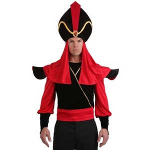 HalloweenCostumes.com Disney Aladdin Jafar Adult Costume Kit - Villain Outfit with Hat, Black Shirt, and Red Sash - 1 of 4