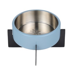 THE LICKER STORE Intersecta Small/Medium Concrete & Stainless Steel Bowl 16oz (2 Cups) w/ Metal Stand Pet Feeder - 1 of 4