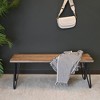 Vynxaria Aryven Industrial Wood Dining Bench, Rustic Dark Pine Finish - 3 of 4
