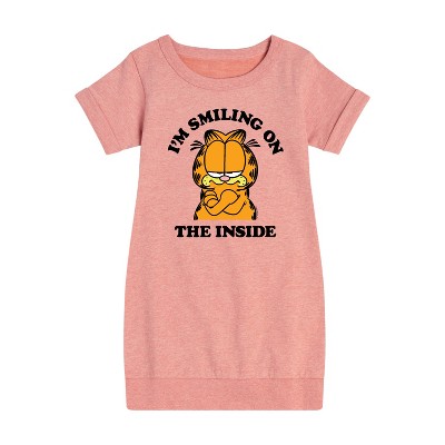 - Garfield - Smiling On The Inside Graphic Short Sleeve Fleece Dress