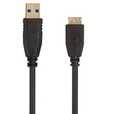 Monoprice USB 3.0 Type-A to Micro Type-B Cable - 3 Feet - Black, Compatible With Charging Samsung Galaxy S5, External Hard Drive, Note 3/N9000