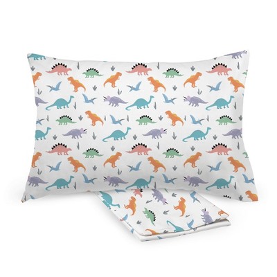 BreathableBaby Cotton Percale Pillowcase, For 13" x 18"/33 x 46 cm Toddler Pillow, Dinosaurs (2-Pack)