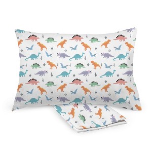 BreathableBaby Cotton Percale Pillowcase, For 13" x 18"/33 x 46 cm Toddler Pillow, Dinosaurs (2-Pack) - 1 of 4