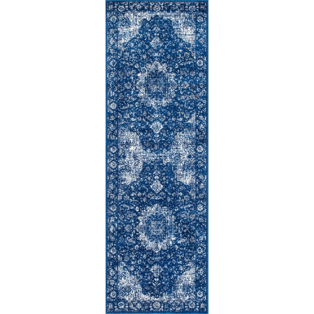 2'7inx8' Runner Verona Vintage Persian Style Rug Blue - nuLOOM
