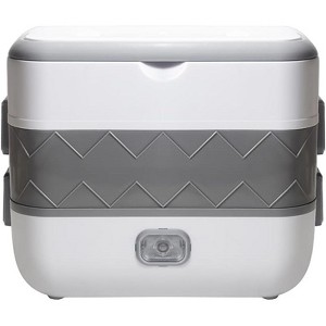 Portable Mini Rice Cooker, Electric Warmer Lunch Box Food Heater, 2 Layers Stainless Steel Steamer Lunch Box for Home Office School Travel - 1 of 4