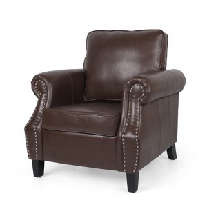 GDFStudio Dowd 36.50" Faux Leather Club Chair with Nailhead Trim - 1 of 4