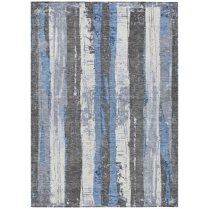 HomeRoots 9' X 12' Denim Blue And Gray Striped Washable Indoor Outdoor Area Rug - 1 of 4