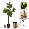 Kate and Laurel Fidmont Faux Fiddle Fig Tree with Portell Metal Planter Pot, 4 FT, Antique Brass - 2 of 4