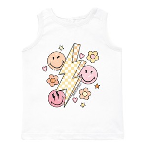 The Juniper Shop SmileyWorld Checkered Lightning Floral Toddler Tank - 1 of 4