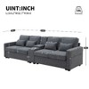 CAVINAS 114.2" Modern Sofa Couch, Linen Fabric Upholstered Sofa with Console, 2 Cupholders & 2 USB Ports Wired or Wirelessly Charged - 2 of 4