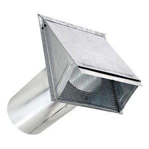 Lambro® 6-In. 26-Gauge Galvanized Steel Wall Exhaust Hood Bath Fan Vent with Damper, Wire Mesh Screen, and 11-In. Pipe, 3460GMS-11 in Silver - 1 of 4