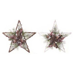 Transpac Pinecone Star Set of 2 Artificial Wreaths Multicolored Decorative Wall Accents for Home Decor and Gifts - 1 of 1