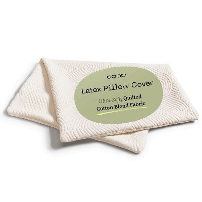 Coop Home Goods Latex Pillow Cover, Ultra-Soft, Breathable Cotton-Blend Pillowcase with Zipper, Machine Washable, Eco-Friendly, Quilted Cover