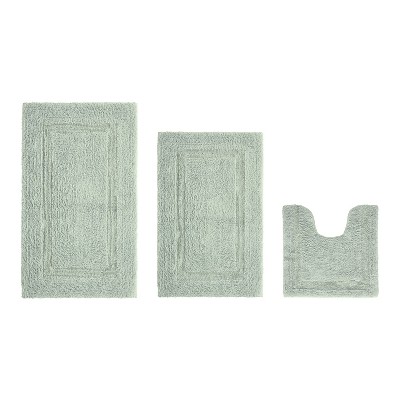 Lux Premium 100% Cotton  Ultra-Soft Tufted Solid Reversible 3 Piece Bath Rug Set, Water-Absorbent, Durable, Machine Washable Bathroom Rug