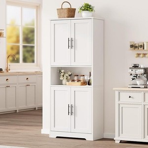 必填70in Tall Kitchen Pantry Cabinet, Freestanding Storage Cabinet with 4 Doors and Adjustable Shelves, for Dining Room,Living Room - 1 of 4