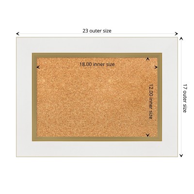 Eva White Gold Framed Natural Cork Bulletin Board