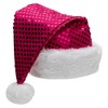 Northlight  Adult Sequined Christmas Santa Hat with Faux Fur Cuff  - One Size - Pink and White - 4 of 4