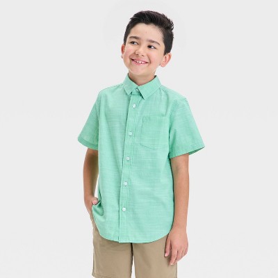 Boys' Short Sleeve Solid Poplin Button-Down Shirt - Cat & Jack™