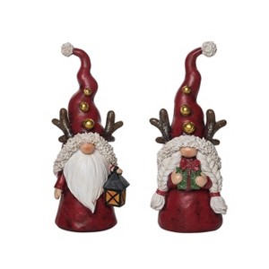 Transpac Resin 9 in. Multicolored Christmas Gnome Figurine Set of 2 - 1 of 4