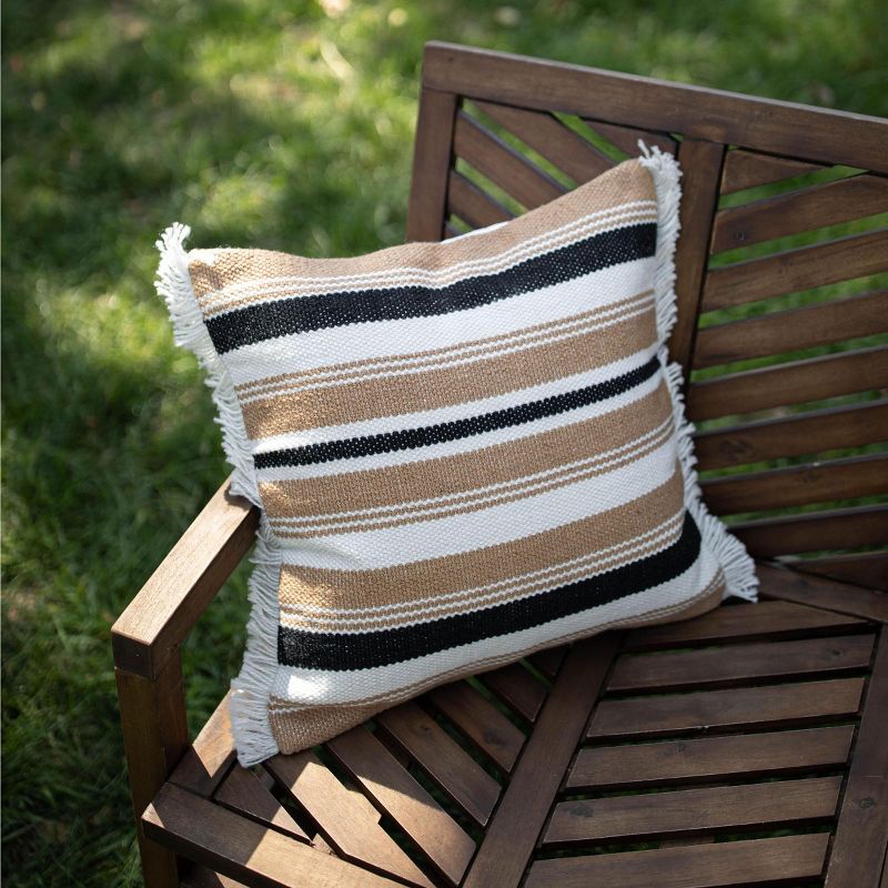 18x18 Inches Hand Woven Brown Polyester with Polyester Fill Pillow - Foreside Home & Garden, 5 of 6