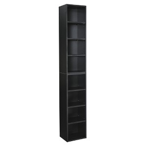 Yinvani Tall Narrow Bookcase Display Bookshelf, 8-Tier Media Tower Rack, CD DVD Slim Storage Cabinet with Adjustable Shelves - 1 of 4