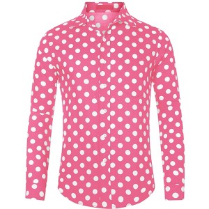 Lars Amadeus Men's Button Down Long Sleeve Casual Business Polka Dots Shirt - 1 of 4