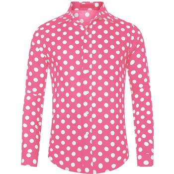 Lars Amadeus Men's Button Down Long Sleeve Casual Business Polka Dots Shirt