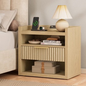 Modern Nightstand With Charging Station - 1 of 4