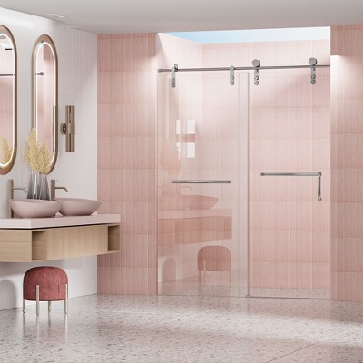 NicBex Shower Door 76" H Frameless Single Sliding Shower Doors, 5/16" (8mm) Thick Tempered Glass with Explosion-proof Film