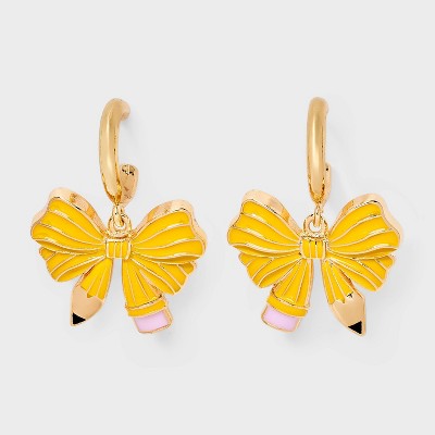 Teacher Pencil Bow Earrings - Multicolor