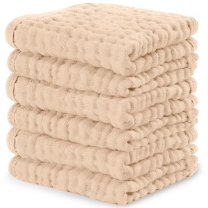 Baby Washcloths Muslin Cotton, Large 10”x10” by Comfy Cubs - 1 of 4