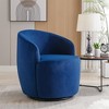 25.6"Swivel Accent 360°Swivel  Armchair Barrel Chair With Black Powder Coating Metal Ring，White+Velvet - 2 of 4