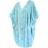 LA LEELA Women's House Daily Routine Evening Wear Vacation Casual Dailywear Holiday Loose House Dress Caftan Mini Loungewear Tunics 2X-3X Blue, Solid - 4 of 4