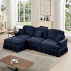 L-Shaped Sectional Sofa with Flared Arms, Removable Ruffles Pleats Skirts & Spindle Legs, Chenille Deep Seat Couch with Movable Ottoman - 3 of 4