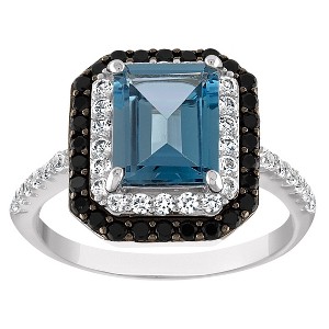 Designs By Gioelli Sterling Silver London Blue Topaz And Black Spinel Ring - 1 of 3