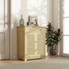 SKRAN Sideboard with Solid Wood Countertop,Modern Kitchen Storage Cabinet,Coffee Bar Cabinet with 2 Drawers,Doors and Adjustable Shelf,Natural Rattan - 2 of 4