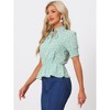 Allegra K Women's Summer Floral Print Ruffle Neck Short Sleeve Peplum Top - 2 of 4