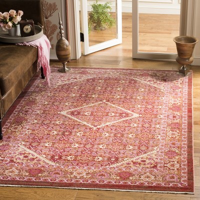 Rust Red Floral Motif Rectangular Area Rug, 9' x 13'