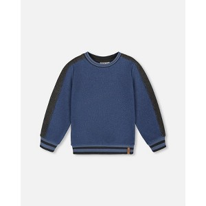 Deux par Deux Boy Super Soft Flat Back Rib Sweatshirt Dark Steel Blue - 1 of 4