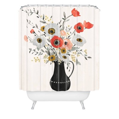 Kelli Murray Poppies Shower Curtain Cream - Deny Designs